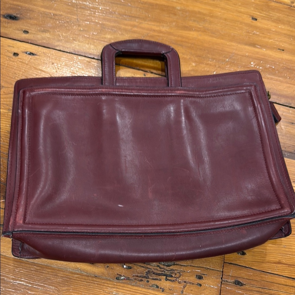 C & C Leather Burgundy Briefcase with Classic Design
